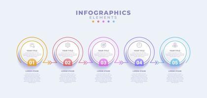 plantilla de infografía empresarial con cinco opciones o proceso vector