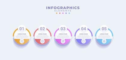 plantilla de infografía empresarial con cinco opciones o proceso vector