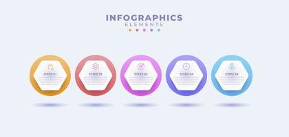 plantilla de infografía empresarial con cinco opciones o proceso