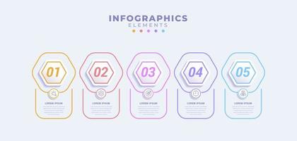 plantilla de infografía empresarial con cinco opciones o proceso vector