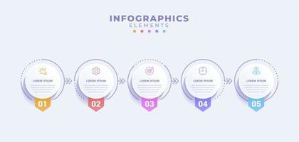 plantilla de infografía empresarial con cinco opciones o proceso vector