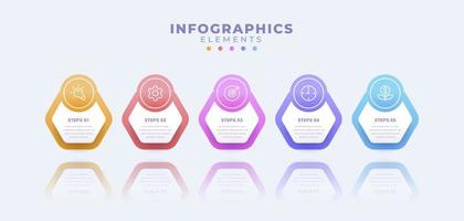 plantilla de infografía empresarial con cinco opciones o proceso vector