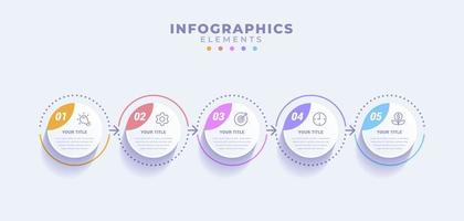 plantilla de infografía empresarial con cinco opciones o proceso vector