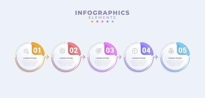 Business infographic template with five options or process vector