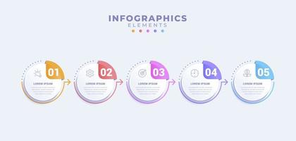 plantilla de infografía empresarial con cinco opciones o proceso vector