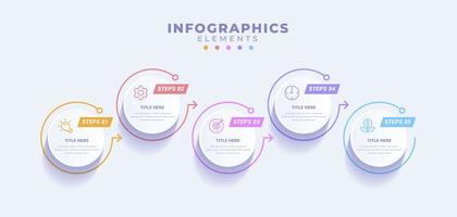 plantilla de infografía empresarial con cinco opciones o proceso vector