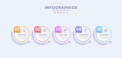 plantilla de infografía empresarial con cinco opciones o proceso vector