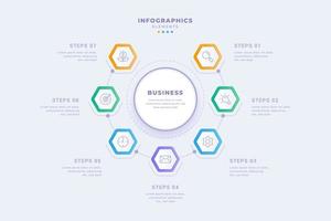 Circular diagram business infographic template with seven steps design vector
