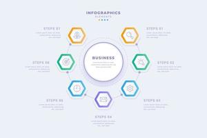 Circular diagram business infographic template with seven steps design vector