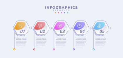 plantilla de infografía empresarial con cinco opciones o proceso vector