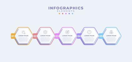 plantilla de infografía empresarial con cinco opciones o proceso vector