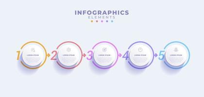 plantilla de infografía empresarial con cinco opciones o proceso vector