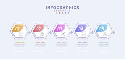 plantilla de infografía empresarial con cinco opciones o proceso vector