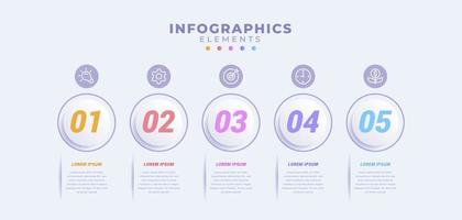 Business infographic template with five options or process