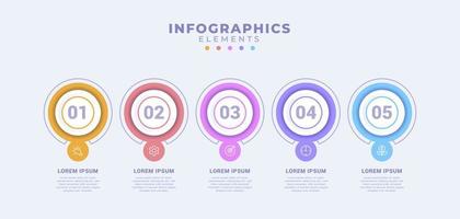 plantilla de infografía empresarial con cinco opciones o proceso vector