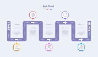 Professional roadmap business infographic template with five steps vector