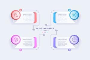 Modern infographic template with four steps or option. glassmorphism style. creative concept design vector