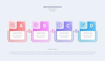 plantilla infográfica moderna con cuatro pasos u opción. estilo de morfismo de vidrio. diseño de concepto creativo vector