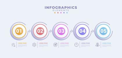 plantilla de infografía empresarial con cinco opciones o proceso vector