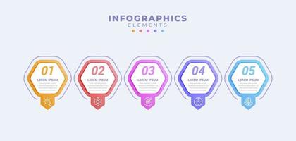 Business infographic template with five options or process vector