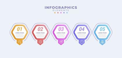 Business infographic template with five options or process vector