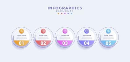 Business infographic template with five options or process vector