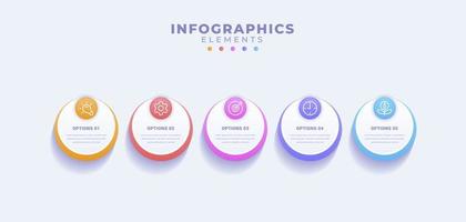 Business infographic template with five options or process vector