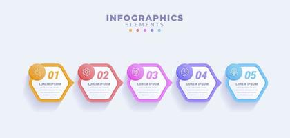 Business infographic template with five options or process vector