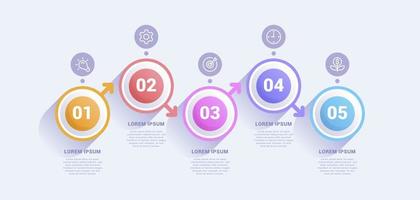 Business infographic template with five options or process vector