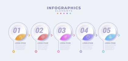 Business infographic template with five options or process vector