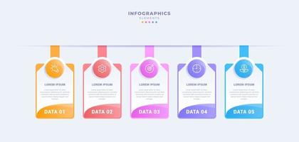 plantilla de infografía empresarial con cinco pasos vector