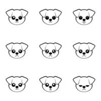 colección de iconos de cara de perro con blanco y negro. ilustración vectorial vector