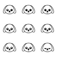 Dog face icon collection with black and white. Vector illustration