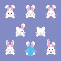 Set of easter rabbits, bunny. Vector illustration.