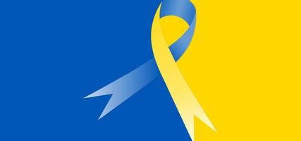 Blue and yellow background with peace ribbon symbol for Ukraine. Vector illustration