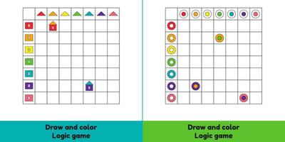 dibuja y colorea. juego de lógica círculo. hoja de trabajo para niños en edad preescolar, preescolar y escolar. vector