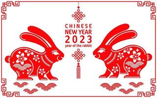 Happy chinese new year 2023 year of the rabbit zodiac vector