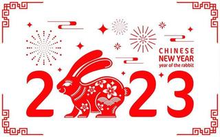 Happy chinese new year 2023 year of the rabbit zodiac vector