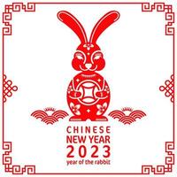 Happy chinese new year 2023 year of the rabbit zodiac vector