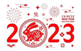 Happy chinese new year 2023 year of the rabbit zodiac vector