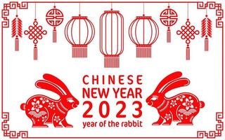 Happy chinese new year 2023 year of the rabbit zodiac vector