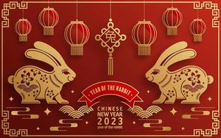 Happy chinese new year 2023 year of the rabbit vector