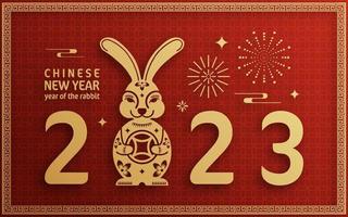 Happy chinese new year 2023 year of the rabbit zodiac vector