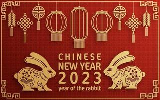 feliz año nuevo chino 2023 año del zodiaco conejo vector