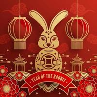 Happy chinese new year 2023 year of the rabbit vector