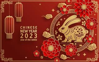 Happy chinese new year 2023 year of the rabbit vector