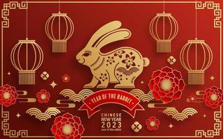 Happy chinese new year 2023 year of the rabbit vector