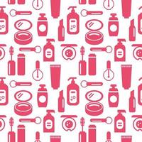 Seamless texture from cosmetics icons, beauty pattern, abstract background, wallpaper vector