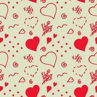 Geometric seamless pattern of hearts and spirals, abstract background of simple shapes vector