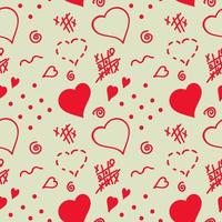 Geometric seamless pattern of hearts and spirals, abstract background of simple shapes vector